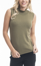 Load image into Gallery viewer, Orientique Sleeveless Knit Olive Front Closed up