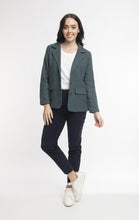 Load image into Gallery viewer, Orientique Solid Blazer Mediterranean Front View