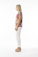 Load image into Gallery viewer, Orientique V-Neck T-Shirt Tropical colour side shot
