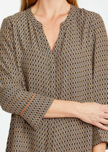 Load image into Gallery viewer, Ping Pong Tile Print Blouse Front View Closed Up