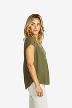 Load image into Gallery viewer, Ping Pong - Helen V-Neck Slinky Top in Khaki colour side shot