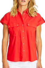 Load image into Gallery viewer, Ping Pong - Leah Cargo Shirt - Poppy colour front closed up shot