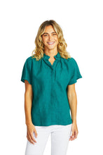 Load image into Gallery viewer, Ping Pong - Nora Linen Ruffle Blouse in Ivy colour front shot