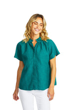 Load image into Gallery viewer, Ping Pong - Nora Linen Ruffle Blouse in Ivy colour front shot