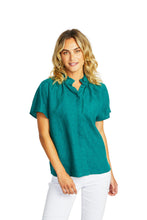Load image into Gallery viewer, Ping Pong - Nora Linen Ruffle Blouse in Ivy colour front shot