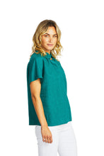 Load image into Gallery viewer, Ping Pong - Nora Linen Ruffle Blouse in Ivy colour side shot