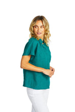 Load image into Gallery viewer, Ping Pong - Nora Linen Ruffle Blouse in Ivy colour side shot