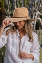 Load image into Gallery viewer, Chase Natural Raffia Unisex Panama Hat with Chocolate Leather Chin Strap