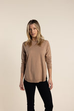 Load image into Gallery viewer, Two-T's Scoop Hem Jumper Camel Color Front View