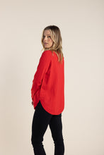 Load image into Gallery viewer, Two-T's Scoop Hem Jumper Red Color Side View