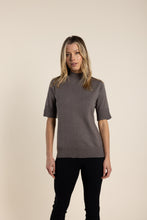 Load image into Gallery viewer, Two-T's Mock Neck Short Sleeve Knit Clove Color Front View