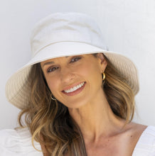 Load image into Gallery viewer, Tabitha Wide Brim Linen Hat in Ivory colour