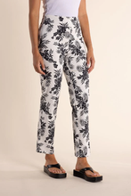 Load image into Gallery viewer, Two-T's - 7/8 Leaf Print Pull On Pant in Black/White colour front shot