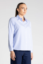 Load image into Gallery viewer, Two-T's - Classic Stripe Shirt - White Blue Stripe colour side shot