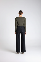 Load image into Gallery viewer, Two-T's - Crew Neck Merino Knit Top - Khakicolour back shot