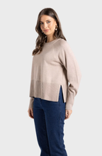 Load image into Gallery viewer, Two-T's - Crew Neck Sweater - Biscotti colour side shot