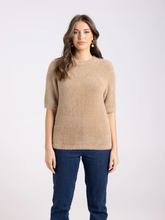 Load image into Gallery viewer, Two-T's - Fluffy Short Sleeve Crew Knit - Oat colour front shot