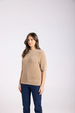 Load image into Gallery viewer, Two-T's - Fluffy Short Sleeve Crew Knit - Oat colour side shot