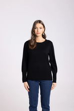 Load image into Gallery viewer, Two-T's - Merino Crew Neck Knit - Black colour front shot