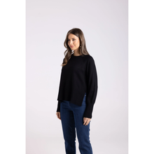 Load image into Gallery viewer, Two-T's - Merino Crew Neck Knit - Black colour side shot