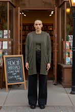 Load image into Gallery viewer, Two-T's - Merino Long Cardigan - Khaki colour front shot