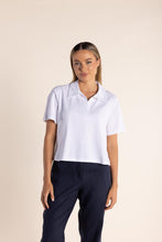 Load image into Gallery viewer, Two-T's Crop Polo - White Front Shot