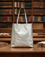 Load image into Gallery viewer, Venus Metallic Leather Hobo - Silver colour front shot