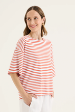 Load image into Gallery viewer, Yarra Trail - Banda Tee - White/ Volcanic colour side shot