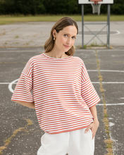 Load image into Gallery viewer, Yarra Trail - Banda Tee - White/ Volcanic colour front shot