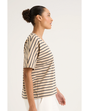 Load image into Gallery viewer, Yarra Trail - Carbon Stripe - Camel Marle/ Navy colour side shot