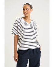 Load image into Gallery viewer, Yarra Trail - Carbon Stripe - White/ Navy colour front shot