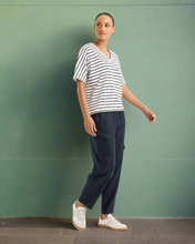 Load image into Gallery viewer, Yarra Trail - Carbon Stripe - White/ Navy colour side shot