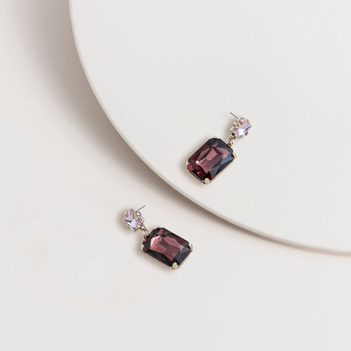2 Tone Vintage Gem Earrings - Burgundy colour