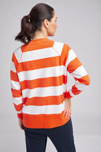 Load image into Gallery viewer, Goondiwindi Cotton Stripe Sweater - Flame/White Color Back View
