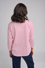 Load image into Gallery viewer, Goondiwindi Cotton - Stripe Long Sleeve Tee - White/Pink Color Back View
