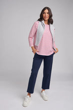 Load image into Gallery viewer, Goondiwindi Cotton - Stripe Long Sleeve Tee - White/Pink Color Front View
