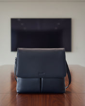 Load image into Gallery viewer, Ava Leather Flap Over Crossbody Bag - Navy colour front shot

