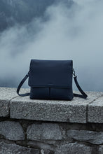 Load image into Gallery viewer, Ava Leather Flap Over Crossbody Bag - Navy colour front shot
