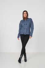 Load image into Gallery viewer, Caju Double Breasted Cardi Woollahra Knit Blue colour front shot
