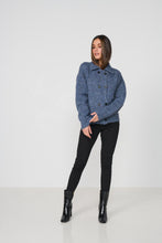 Load image into Gallery viewer, Caju Double Breasted Cardi Woollahra Knit Blue colour front shot
