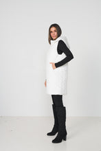 Load image into Gallery viewer, Caju Puffer Vest Geometric Panels with Removable Hood White colour side shot
