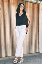 Load image into Gallery viewer, Carolina - Zoe Linen Sleeveless Top - Black Color Front VIew

