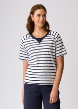 Load image into Gallery viewer, Charlie Jane - St James Top - White Navy Stripe colour front shot

