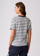 Load image into Gallery viewer, Charlie Jane - St James Top - White Navy Stripe colour back shot
