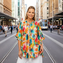 Load image into Gallery viewer, Claire Powell A-Line Shirt - Tropicana colour front shot
