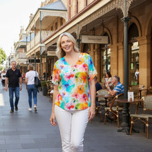 Load image into Gallery viewer, Claire Powell V Neck Short Sleeve Modal Top - Blushing colour front shot
