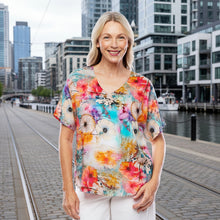 Load image into Gallery viewer, Claire Powell V Neck Short Sleeve Modal Top - Zen colour front shot
