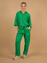 Load image into Gallery viewer, Collectivo - Scarlett Taperred Pants - Green Schiffli colour front shot

