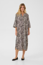 Load image into Gallery viewer, Cream - CRBellis Caftan Dress - Black White Animal colour front shot
