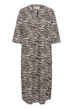 Load image into Gallery viewer, Cream - CRBellis Caftan Dress - Black White Animal colour front shotCream - CRBellis Caftan Dress - Black White Animal colour front shot
